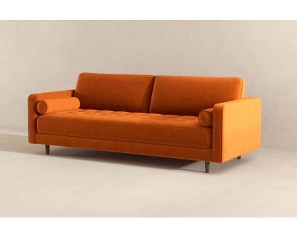 Ashcroft Anthony Pillow Back Velvet Sofa - Burnt Orange