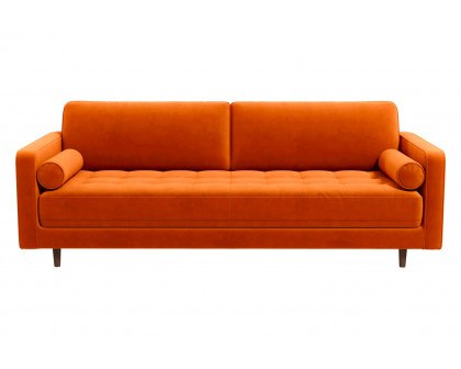 Ashcroft Anthony Pillow Back Velvet Sofa - Burnt Orange