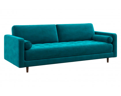 Ashcroft Anthony Pillow Back Velvet Sofa - Teal