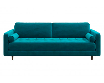 Ashcroft Anthony Pillow Back Velvet Sofa - Teal