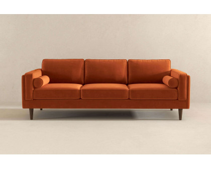 Ashcroft Amber Mid-Century Modern Luxury Modern Velvet Sofa - Burnt Orange