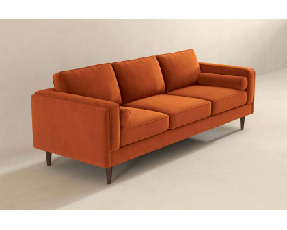 Ashcroft Amber Mid-Century Modern Luxury Modern Velvet Sofa - Burnt Orange