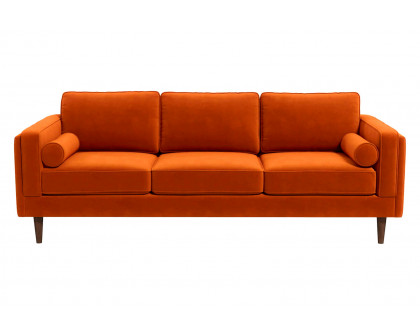 Ashcroft Amber Mid-Century Modern Luxury Modern Velvet Sofa - Burnt Orange