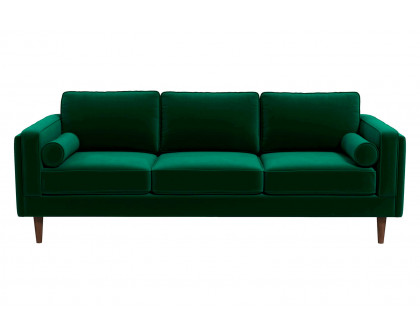 Ashcroft Amber Mid-Century Modern Luxury Modern Velvet Sofa - Dark Green