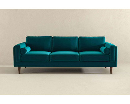 Ashcroft Amber Mid-Century Modern Luxury Modern Velvet Sofa - Teal