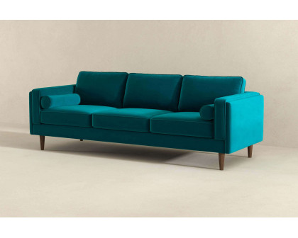 Ashcroft Amber Mid-Century Modern Luxury Modern Velvet Sofa - Teal