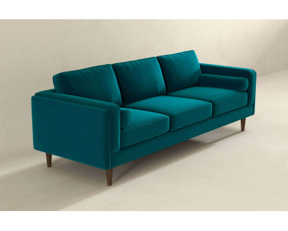 Ashcroft Amber Mid-Century Modern Luxury Modern Velvet Sofa - Teal