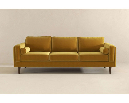 Ashcroft Amber Mid-Century Modern Luxury Modern Velvet Sofa - Yellow