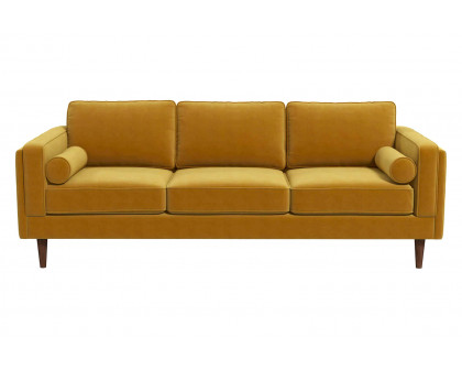 Ashcroft Amber Mid-Century Modern Luxury Modern Velvet Sofa - Yellow