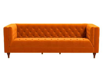 Ashcroft Evelyn Mid-Century Modern Velvet Luxury Chesterfield Sofa - Burnt Orange