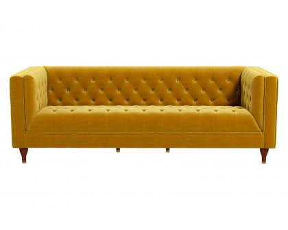 Ashcroft Evelyn Mid-Century Modern Velvet Luxury Chesterfield Sofa - Yellow