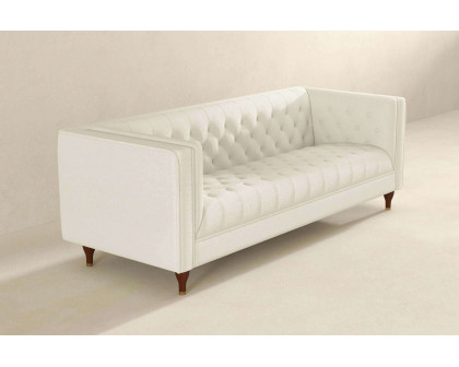 Ashcroft Evelyn Mid-Century Modern Boucle Luxury Chesterfield Sofa - White