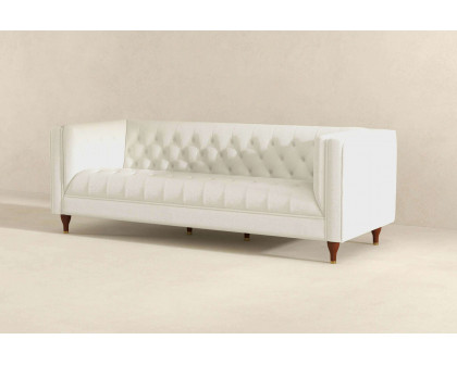 Ashcroft Evelyn Mid-Century Modern Boucle Luxury Chesterfield Sofa - White