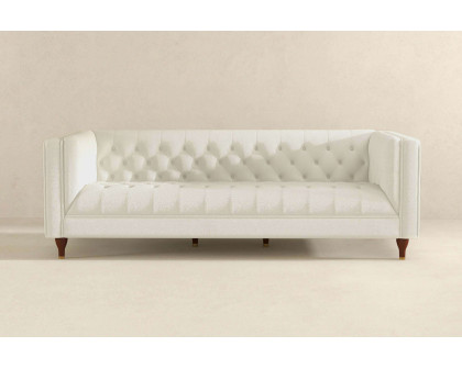 Ashcroft Evelyn Mid-Century Modern Boucle Luxury Chesterfield Sofa - White