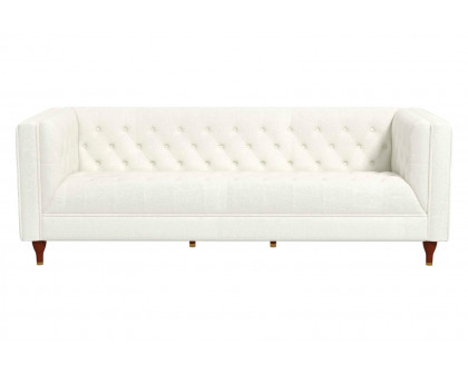 Ashcroft Evelyn Mid-Century Modern Boucle Luxury Chesterfield Sofa - White