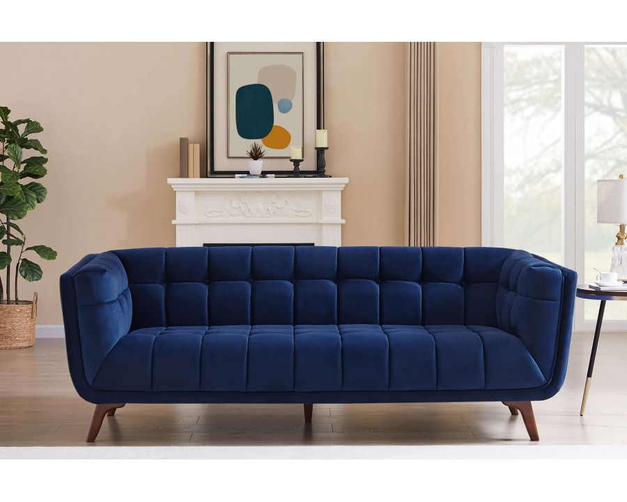 Ashcroft Addison Large Velvet Sofa - Navy Blue