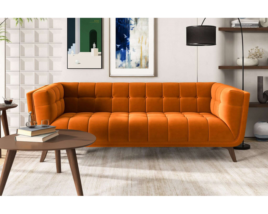 Ashcroft Addison Large Velvet Sofa - Burnt Orange