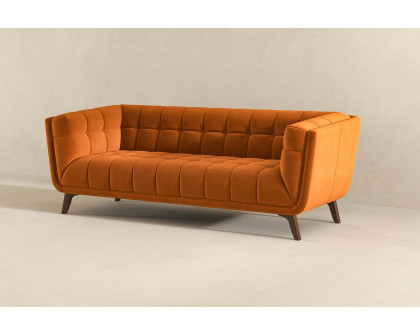 Ashcroft Addison Large Velvet Sofa - Burnt Orange