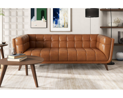 Ashcroft Addison Large Leather Sofa - Brown