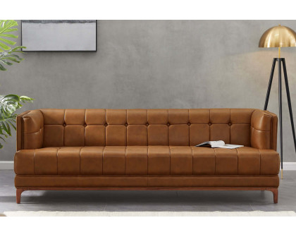 Ashcroft - Mara Tufted Leather Sofa in Cognac