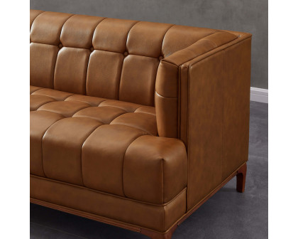 Ashcroft - Mara Tufted Leather Sofa in Cognac