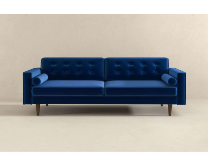 Ashcroft Casey Mid-Century Modern Velvet Sofa - Blue