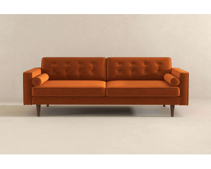 Ashcroft Casey Mid-Century Modern Velvet Sofa - Burnt Orange