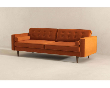 Ashcroft Casey Mid-Century Modern Velvet Sofa - Burnt Orange