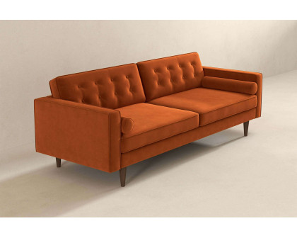 Ashcroft Casey Mid-Century Modern Velvet Sofa - Burnt Orange