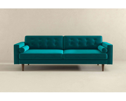 Ashcroft Casey Mid-Century Modern Velvet Sofa - Teal