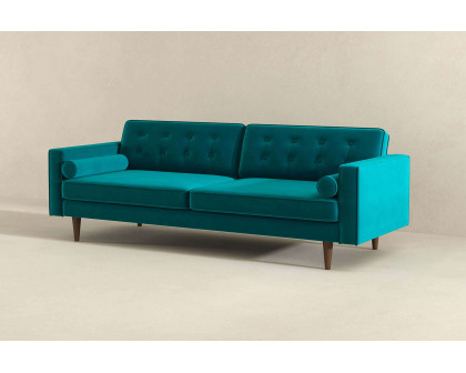 Ashcroft Casey Mid-Century Modern Velvet Sofa - Teal