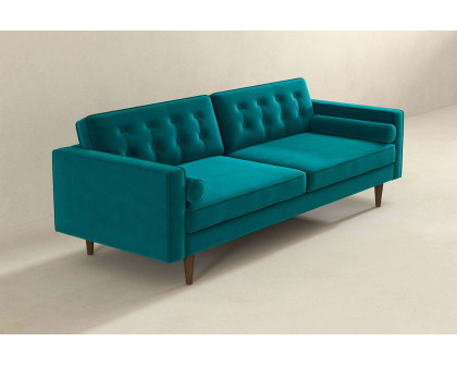 Ashcroft Casey Mid-Century Modern Velvet Sofa - Teal