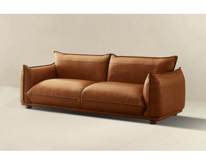 Ashcroft Emma Mid-Century Modern Luxury Leather Sofa - Cognac