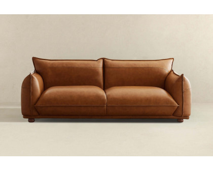 Ashcroft Emma Mid-Century Modern Luxury Leather Sofa - Cognac