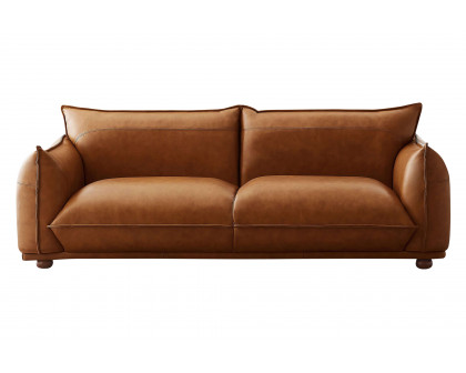 Ashcroft Emma Mid-Century Modern Luxury Leather Sofa - Cognac