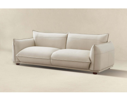 Ashcroft Emma Mid-Century Modern Luxury Leather Sofa - Cream