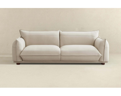 Ashcroft Emma Mid-Century Modern Luxury Leather Sofa - Cream