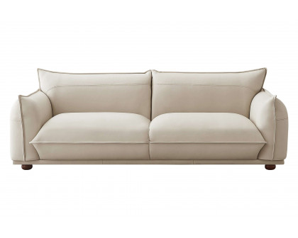 Ashcroft Emma Mid-Century Modern Luxury Leather Sofa - Cream