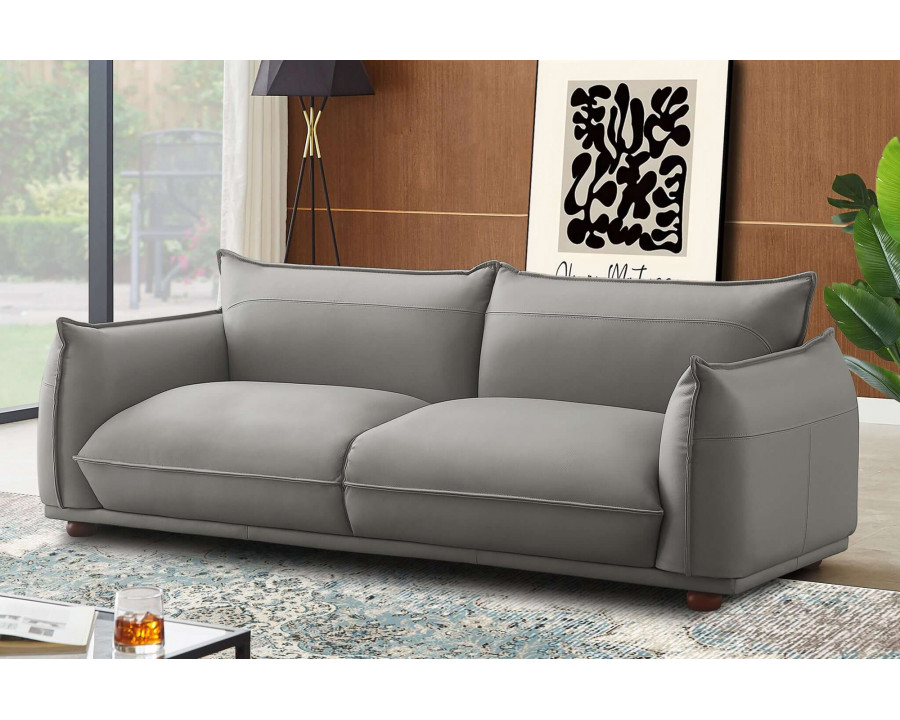 Ashcroft Emma Mid-Century Modern Luxury Leather Sofa - Gray