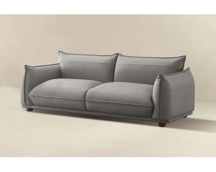 Ashcroft Emma Mid-Century Modern Luxury Leather Sofa - Gray