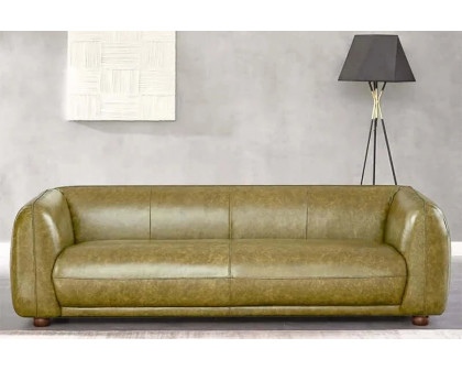 Ashcroft Marlon Luxury Italian Leather Sofa - Green