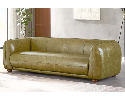 Ashcroft Marlon Luxury Italian Leather Sofa - Green