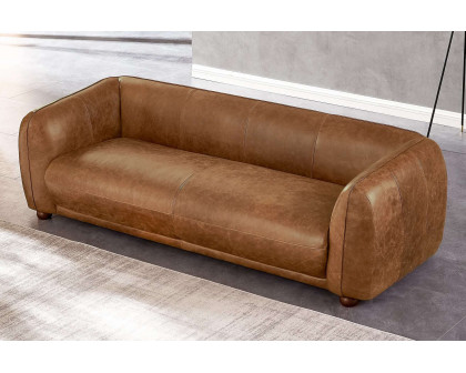 Ashcroft Marlon Luxury Italian Leather Sofa - Brown