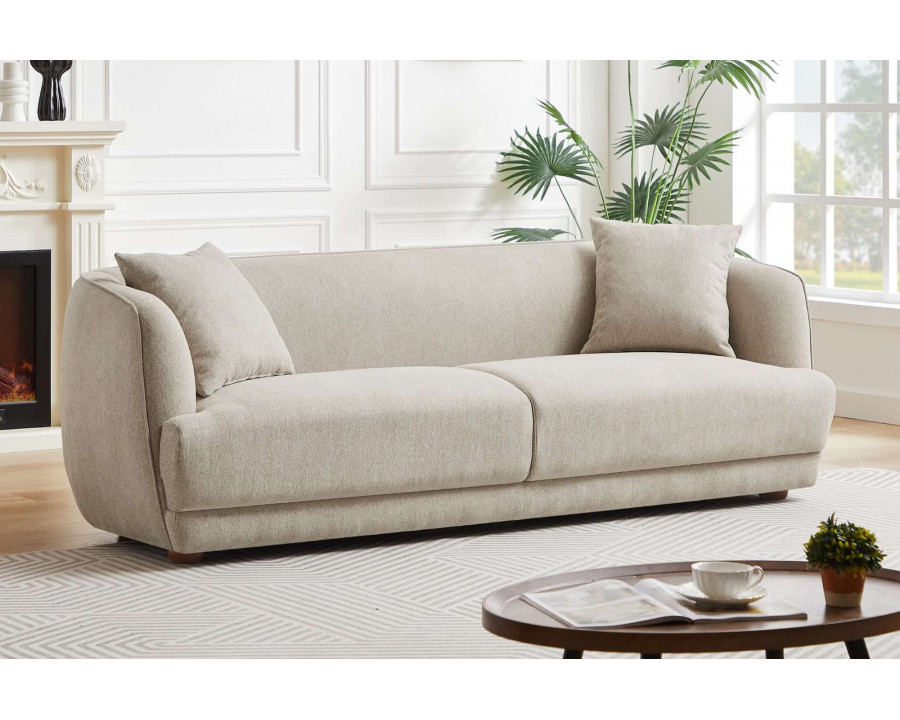 Ashcroft Larisa Mid-Century Modern Linen Sofa - Cream