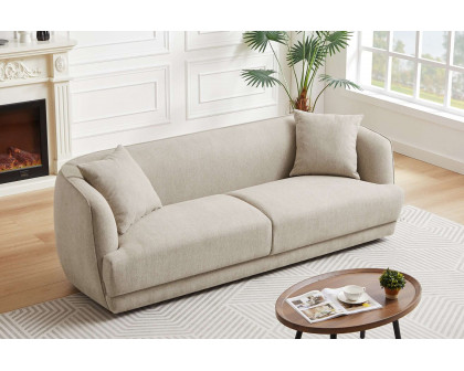 Ashcroft Larisa Mid-Century Modern Linen Sofa - Cream