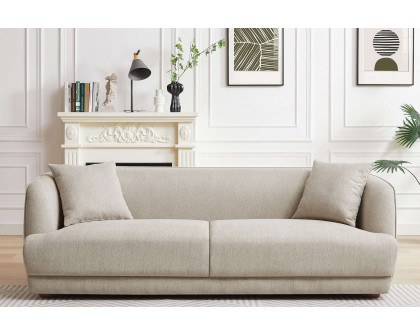 Ashcroft Larisa Mid-Century Modern Linen Sofa - Cream