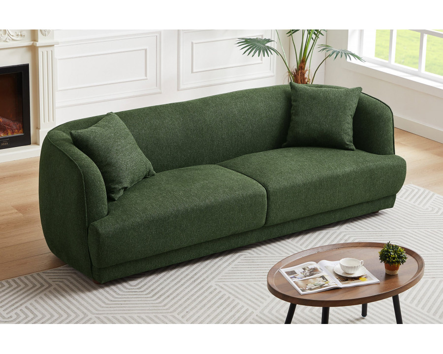 Ashcroft Larisa Mid-Century Modern Linen Sofa - Green