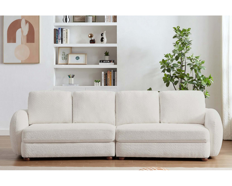 Ashcroft Paton 114.5" Boucle Fabric Sofa - Cream