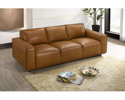 Ashcroft Hanky Genuine Leather Sofa - Tan