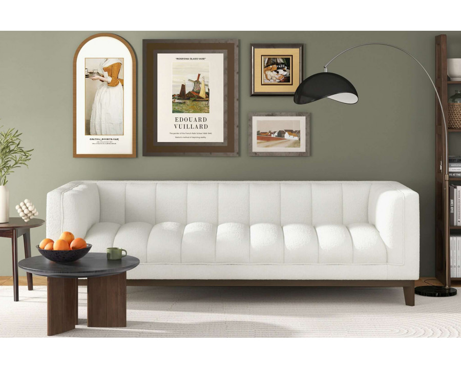 Ashcroft Melissa Mid-Century Boucle Modern Sofa - White